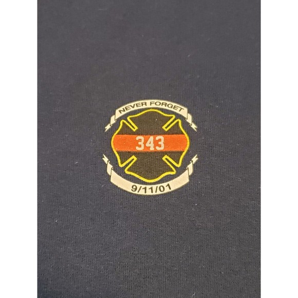 Vtg 9/11 Tribute Hooded Sweatshirt New York City Engine 10 Ladder 10 Mens Sz Med - Picture 8 of 12